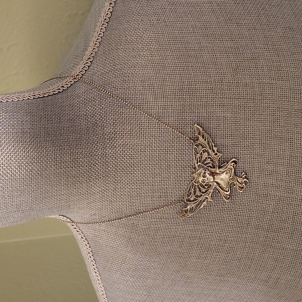 Art Nouveau silver fairy goddess necklace - Picture 3 of 7
